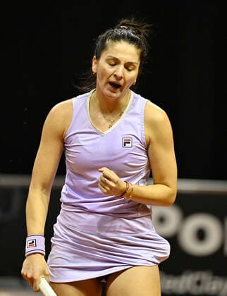 Margarita Gasparyan RUS angry, jubilant about winning point Qualification Tennis Women Porsche Cup Porsche Tennis Grand Prix GP Stuttgart 2021 Porsche Arena 17 04 2021 Porsche Tennis Grand Prix Stuttgart 2021