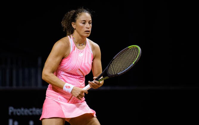 April 17, 2021, STUTTGART, GERMANY: Martina Caregaro of Italy in action during the first round of qualifications at the 2021 Porsche Tennis Grand Prix WTA, Tennis Damen 500 tournament against Mona Barthel of Germany STUTTGART GERMANY - ZUMAa181 20210417_zaa_a181_011 Copyright: xRobxPrangex