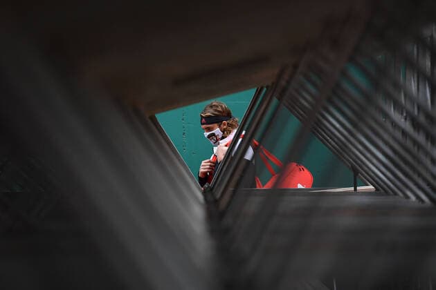 Sport Bilder des Tages Stefanos Tsitsipas (Gre) TENNIS : Rolex Monte Carlo Masters - 17 04 2021 AntoineCouvercelle Panoramic 