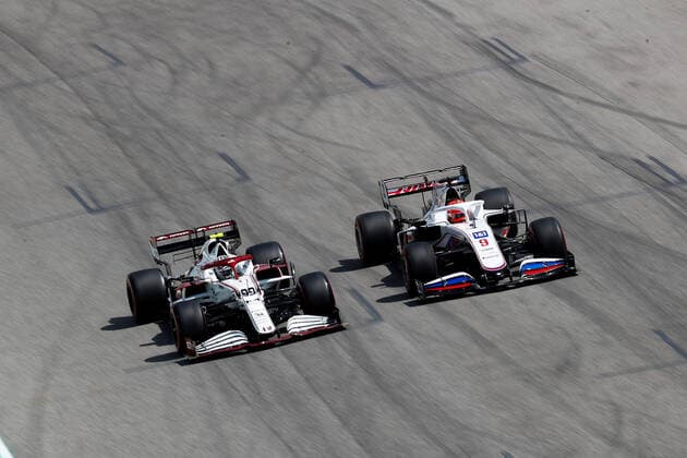 99 Antonio Giovinazzi ITA, Alfa Romeo Racing ORLEN , 9 Nikita Mazepin RUS, Haas F1 Team , F1 Grand Prix of Emilia Romagna at Autodromo Enzo e Dino Ferrari on April 17, 2021 in Imola, Italy Photo by HOCH ZWEI Imola Italy