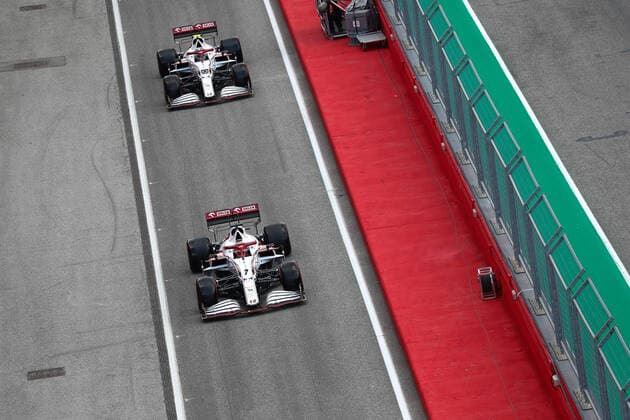 7 Kimi Raikkonen FIN, Alfa Romeo Racing ORLEN , 99 Antonio Giovinazzi ITA, Alfa Romeo Racing ORLEN , F1 Grand Prix of Emilia Romagna at Autodromo Enzo e Dino Ferrari on April 17, 2021 in Imola, Italy Photo by HOCH ZWEI Imola Italy