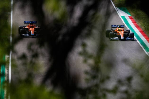 3 Daniel Ricciardo AUS, McLaren F1 Team , 4 Lando Norris GBR, McLaren F1 Team , F1 Grand Prix of Emilia Romagna at Autodromo Enzo e Dino Ferrari on April 17, 2021 in Imola, Italy Photo by HOCH ZWEI Imola Italy