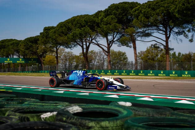 06 LATIFI Nicholas (can), Williams Racing F1 FW43B, action during the Formula 1 Pirelli Gran Premio Del Made In Italy E Dell Emilia Romagna 2021 from April 16 to 18, 2021 on the Autodromo Internazionale Enzo e Dino Ferrari, in Imola, Italy - FORMULE 1 : Grand prix Emilie Romagne - Imola - Essais - 17 04 2021 DPPI Panoramic  00121003__GDN6599