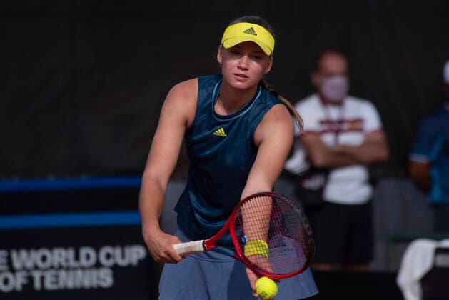 April 17, 2021, Cordoba Capital, Cordoba, Argentina: The player of the Kazakhstan national team, Nationalteam ELENA RYBAKINA (KAZ) No.23 WTA, Tennis Damen win to the player of the Argentine national team Nadia Podoroska (ARG) No.45 WTA 6-4, 6-4 in the Billie Jean King Cup by BNP Paribas Play-offs at the Cordoba Lawn Tennis Club on 17 Apr 2021. Cordoba Capital Argentina - ZUMAb196 20210417_zip_b196_012 Copyright: xDanielxBustosx
