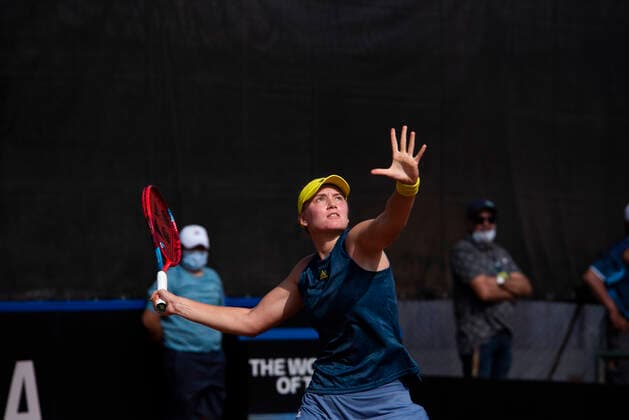 April 17, 2021, Cordoba Capital, Cordoba, Argentina: The player of the Kazakhstan national team, Nationalteam ELENA RYBAKINA (KAZ) No.23 WTA, Tennis Damen win to the player of the Argentine national team Nadia Podoroska (ARG) No.45 WTA 6-4, 6-4 in the Billie Jean King Cup by BNP Paribas Play-offs at the Cordoba Lawn Tennis Club on 17 Apr 2021. Cordoba Capital Argentina - ZUMAb196 20210417_zip_b196_022 Copyright: xDanielxBustosx