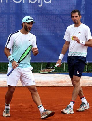 17.04.2021 Belgrade(Serbia) Serbia Challenger Open men s tennis doubles final Andres Molteni(R), Guillermo Duran(L) Argentina :