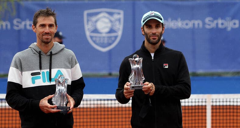 17.04.2021 Belgrade(Serbia) Serbia Challenger Open men s tennis doubles final Andres Molteni(L) Guillermo Duran(R) Argentina :