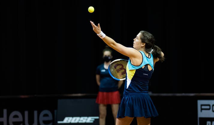 Mandatory Credit: Photo by Rob Prange Shutterstock (11862863bp) Ulrikke Eikeri of Norway in action during qualifications at the 2021 Porsche Tennis Grand Prix WTA, Tennis Damen 500 tournament 2021 Porsche Tennis Grand Prix Qualifications Day 1 - 17 Apr 2021 2021 Porsche Tennis Grand Prix Qualifications Day 1 - 17 Apr 2021  Copyright: xRobxPrange Shutterstockx 11862863bp