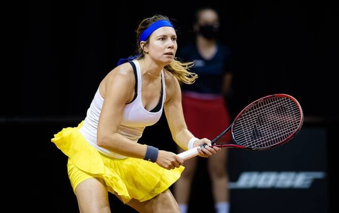 Mandatory Credit: Photo by Rob Prange Shutterstock (11862863bc) Stefanie Voegele of Switzerland in action during qualifications at the 2021 Porsche Tennis Grand Prix WTA, Tennis Damen 500 tournament 2021 Porsche Tennis Grand Prix Qualifications Day 1 - 17 Apr 2021 2021 Porsche Tennis Grand Prix Qualifications Day 1 - 17 Apr 2021  Copyright: xRobxPrange Shutterstockx 11862863bc