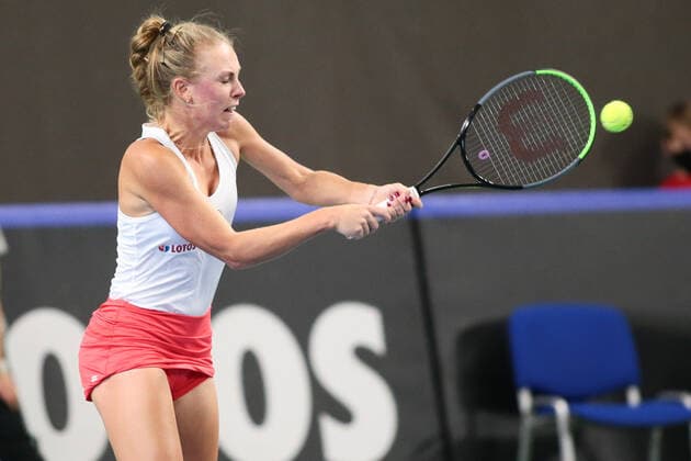 2021.04.17 Bytom Tenis Puchar Billie Jean King Mecz: Magdalena Frech - Laura Pigossi Polska - Brazylia N z Magdalena Frech Foto Tomasz Kudala PressFocus 2021.04.17 Bytom Tennis Billie Jean King Cup 2021 Play-Offs Poland - Brazil Polska - Brazylia Magdalena Frech Credit: Tomasz Kudala PressFocus NEWSPIX.PL --- Newspix.pl  20210417PF15232