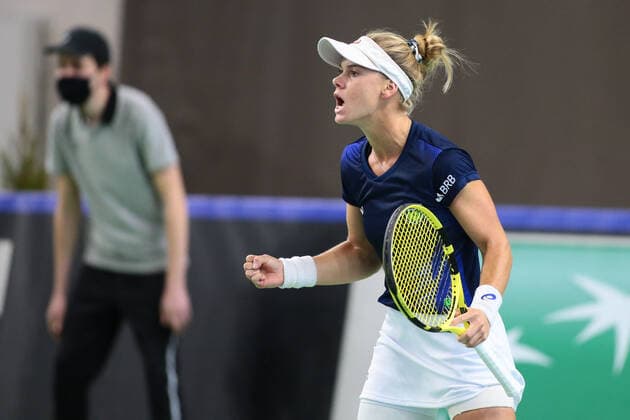 2021.04.17 Bytom Tenis Puchar Billie Jean King Mecz: Magdalena Frech - Laura Pigossi Polska - Brazylia N z Laura Pigossi Foto Tomasz Kudala PressFocus 2021.04.17 Bytom Tennis Billie Jean King Cup 2021 Play-Offs Poland - Brazil Polska - Brazylia Laura Pigossi Credit: Tomasz Kudala PressFocus NEWSPIX.PL --- Newspix.pl  20210417PF15297