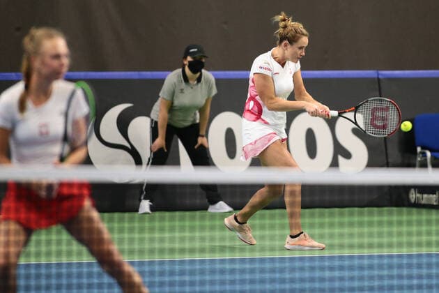 2021.04.17 Bytom Tenis Puchar Billie Jean King Mecz: Magdalena Frech, Katarzyna Kawa - Carolina Meligeni, Luisa Stefani Polska - Brazylia N z Magdalena Frech Katarzyna Kawa Foto Tomasz Kudala PressFocus 2021.04.17 Bytom Tennis Billie Jean King Cup 2021 Play-Offs Poland - Brazil Polska - Brazylia Magdalena Frech Katarzyna Kawa Credit: Tomasz Kudala PressFocus NEWSPIX.PL --- Newspix.pl  tomkud160421a-22