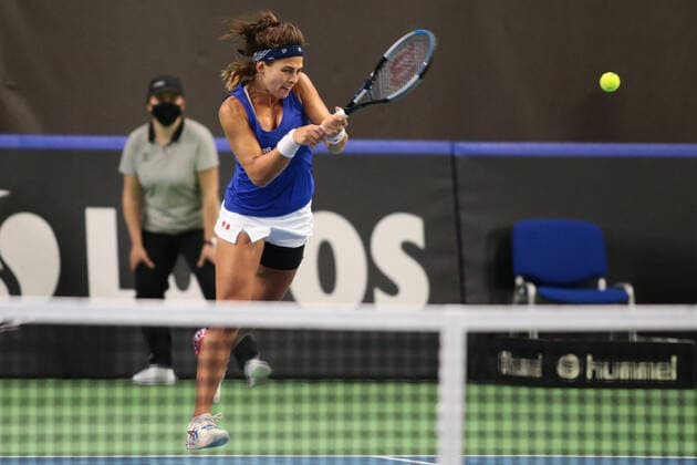 2021.04.17 Bytom Tenis Puchar Billie Jean King Mecz: Magdalena Frech, Katarzyna Kawa - Carolina Meligeni, Luisa Stefani Polska - Brazylia N z Carolina Meligeni Foto Tomasz Kudala PressFocus 2021.04.17 Bytom Tennis Billie Jean King Cup 2021 Play-Offs Poland - Brazil Polska - Brazylia Carolina Meligeni Credit: Tomasz Kudala PressFocus NEWSPIX.PL --- Newspix.pl  tomkud160421a-46