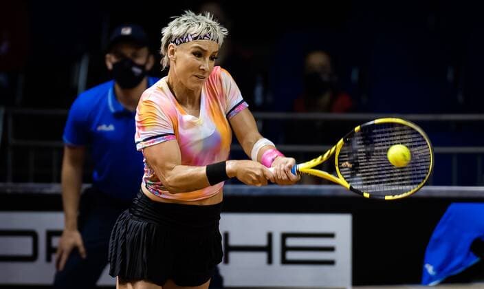 Mandatory Credit: Photo by Rob Prange Shutterstock (11862863cv) Bethanie Mattek-Sands of the United States in action during the first qualifications round at the 2021 Porsche Tennis Grand Prix WTA, Tennis Damen 500 tournament 2021 Porsche Tennis Grand Prix Qualifications Day 1 - 17 Apr 2021 2021 Porsche Tennis Grand Prix Qualifications Day 1 - 17 Apr 2021  Copyright: xRobxPrange Shutterstockx 11862863cv
