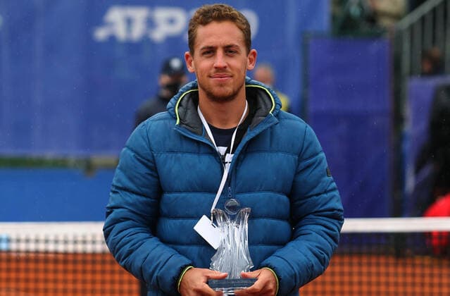 17.04.2021 Belgrade(Serbia) Serbia Challenger Open men s tennis Roberto Carballes Spain with trophy like a winner in singles :
