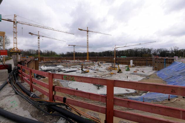 Ice hockey, basketball, construction site of the SAP Garden in Munich