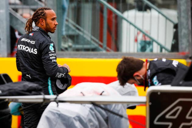 HAMILTON Lewis (gbr), Mercedes AMG F1 GP W12 E Performance, portrait during the Formula 1 Pirelli Gran Premio Del Made In Italy E Dell emilia Romagna 2021 from April 16 to 18, 2021 on the Autodromo Internazionale Enzo e Dino Ferrari, in Imola, Italy - FORMULE 1 : Grand prix Emilie Romagne - Imola - Course - 18 04 2021 DPPI Panoramic 