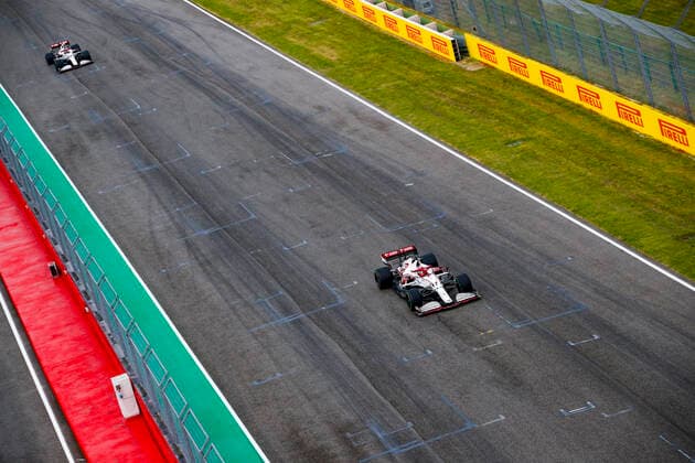 07 RAIKKONEN Kimi (fin), Alfa Romeo Racing ORLEN C41, action during the Formula 1 Pirelli Gran Premio Del Made In Italy E Dell emilia Romagna 2021 from April 16 to 18, 2021 on the Autodromo Internazionale Enzo e Dino Ferrari, in Imola, Italy - FORMULE 1 : Grand prix Emilie Romagne - Imola - Course - 18 04 2021 DPPI Panoramic 