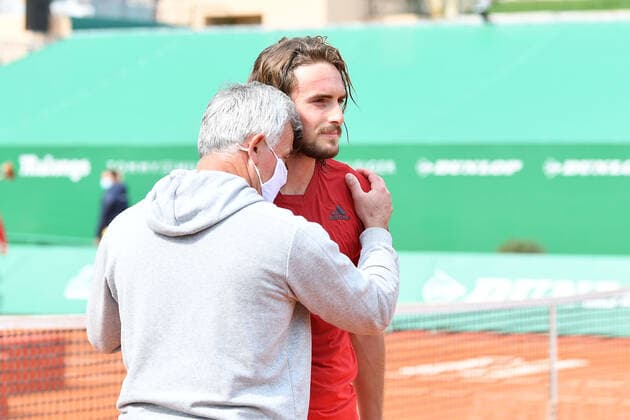 Stefanos Tsitsipas (Gre) with his dad defeated Andrey Rublev (Rus) in the Rolex Monte Carlo Masters final TENNIS : Rolex Monte Carlo Masters - 18 04 2021 AntoineCouvercelle Panoramic 