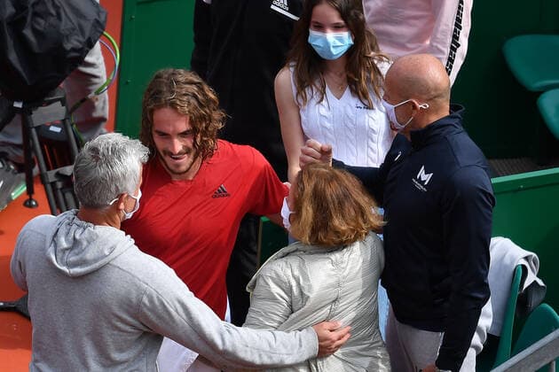Stefanos Tsitsipas (Gre) withhis family, dad, mother and sister defeated Andrey Rublev (Rus) in the Rolex Monte Carlo Masters final TENNIS : Rolex Monte Carlo Masters - 18 04 2021 AntoineCouvercelle Panoramic 