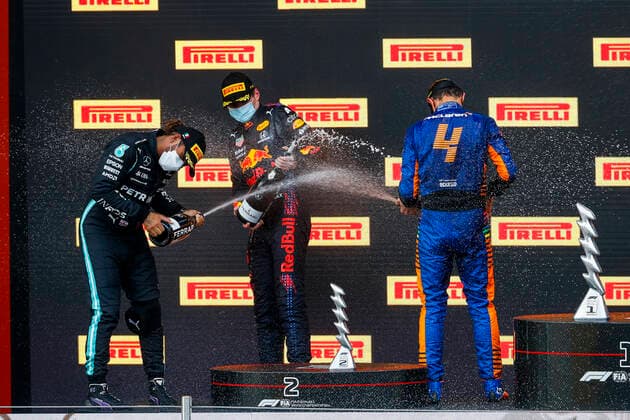 44 Lewis Hamilton GBR, Mercedes AMG Petronas F1 Team , 33 Max Verstappen NED, Red Bull Racing , 4 Lando Norris GBR, McLaren F1 Team , F1 Grand Prix of Emilia Romagna at Autodromo Enzo e Dino Ferrari on April 18, 2021 in Imola, Italy Photo by HOCH ZWEI Imola Italy