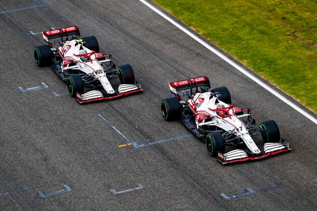 7 Kimi Raikkonen FIN, Alfa Romeo Racing ORLEN , 99 Antonio Giovinazzi ITA, Alfa Romeo Racing ORLEN , F1 Grand Prix of Emilia Romagna at Autodromo Enzo e Dino Ferrari on April 18, 2021 in Imola, Italy Photo by HOCH ZWEI Imola Italy