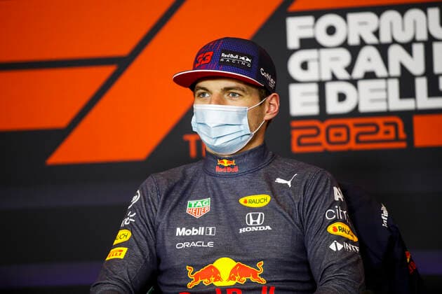 F1 Grand Prix of Emilia Romagna 33 Max Verstappen (NED, Red Bull Racing), F1 Grand Prix of Emilia Romagna at Autodromo Enzo e Dino Ferrari on April 18, 2021 in Imola, Italy. (Photo by Florent Gooden DPPI FIA Pool via HOCH ZWEI) Imola Italy Poolfoto HOCH ZWEI Pool Florent Gooden ,EDITORIAL USE ONLY