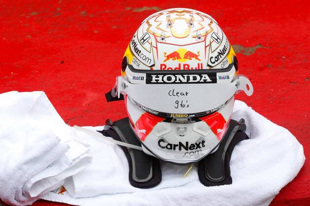 Helmet of 33 Max Verstappen NED, Red Bull Racing , F1 Grand Prix of Emilia Romagna at Autodromo Enzo e Dino Ferrari on April 18, 2021 in Imola, Italy Photo by HOCH ZWEI Imola Italy