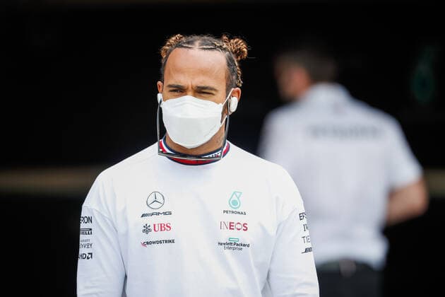 HAMILTON Lewis (gbr), Mercedes AMG F1 GP W12 E Performance, portrait during the 1st round of the 2021 Formula Regional European Championship, EM, Europameisterschaft by Alpine from April 16 to 18, 2021 on the Autodromo Internazionale Enzo e Dino Ferrari, in Imola, Italy - MOTORSPORT : AUTO - FREC BY ALPINE - IMOLA 2021 - Grand prix Emilie Romagne - Imola - Course - 18 04 2021 DPPI Panoramic 