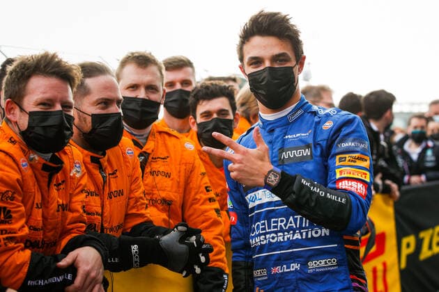 NORRIS Lando (gbr), McLaren MCL35M, portrait during the Formula 1 Pirelli Gran Premio Del Made In Italy E Dell Emilia Romagna 2021 from April 16 to 18, 2021 on the Autodromo Internazionale Enzo e Dino Ferrari, in Imola, Italy - FORMULE 1 : Grand prix Emilie Romagne - Imola - Course - 18 04 2021 DPPI Panoramic 