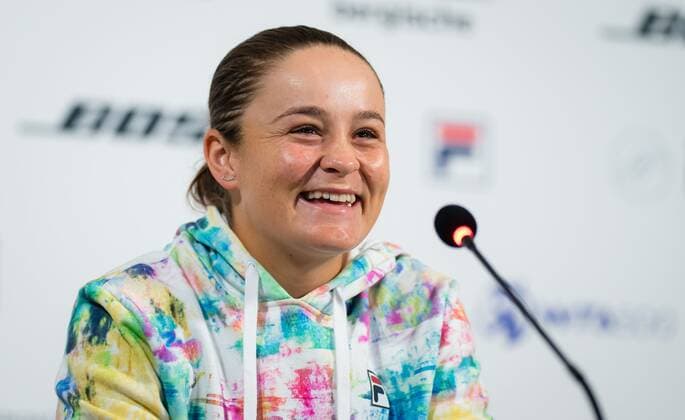 Mandatory Credit: Photo by Rob Prange Shutterstock (11864525c) Ashleigh Barty of Australia talks to the media ahead of the 2021 Porsche Tennis Grand Prix WTA, Tennis Damen 500 tournament Porsche Tennis Grand Prix, Tennis, Stuttgart, Germany - 19 Apr 2021 Porsche Tennis Grand Prix, Tennis, Stuttgart, Germany - 19 Apr 2021  Copyright: xRobxPrange Shutterstockx 11864525c