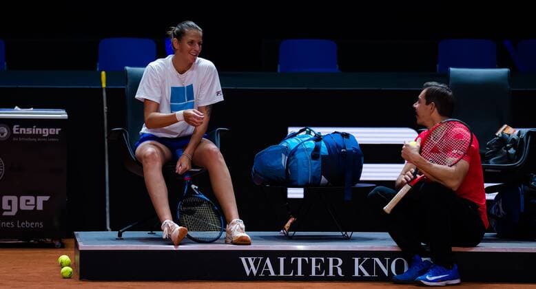Mandatory Credit: Photo by Rob Prange Shutterstock (11864525q) Karolina Pliskova of the Czech Republic during practice ahead of the 2021 Porsche Tennis Grand Prix WTA, Tennis Damen 500 tournament Porsche Tennis Grand Prix, Tennis, Stuttgart, Germany - 19 Apr 2021 Porsche Tennis Grand Prix, Tennis, Stuttgart, Germany - 19 Apr 2021  Copyright: xRobxPrange Shutterstockx 11864525q