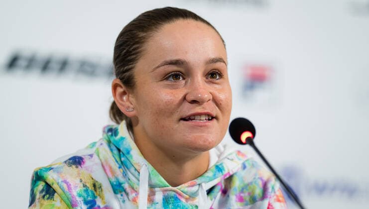 April 19, 2021, STUTTGART, GERMANY: Ashleigh Barty of Australia talks to the media ahead of the 2021 Porsche Tennis Grand Prix WTA, Tennis Damen 500 tournament STUTTGART GERMANY - ZUMAa181 20210419_zaa_a181_026 Copyright: xRobxPrangex