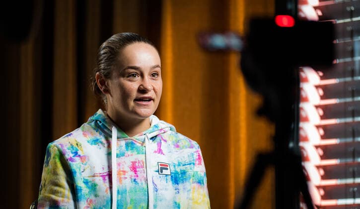 April 19, 2021, STUTTGART, GERMANY: Ashleigh Barty of Australia talks to the media ahead of the 2021 Porsche Tennis Grand Prix WTA, Tennis Damen 500 tournament STUTTGART GERMANY - ZUMAa181 20210419_zaa_a181_029 Copyright: xRobxPrangex