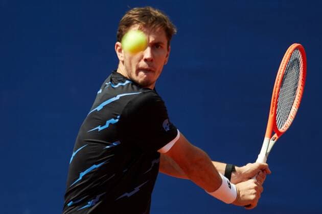 Belorrusian tennis player Igor Gerasimov in action against French Jo-Wilfred Tsonga during the firt round of the Barcelona Open Banc Sabadell Conde Godo Tournament, an ATP, Tennis Herren World Tour 500 category, played at Tennis Royal Court of Barcelna, Catalonian Spain on 19 April 2021. Igor Gerasimov vs Jo-Wilfred Tsonga !ACHTUNG: NUR REDAKTIONELLE NUTZUNG!  Copyright: xAlejandroxGarcíax GRAFCAT1558 20210419-637544417988245138