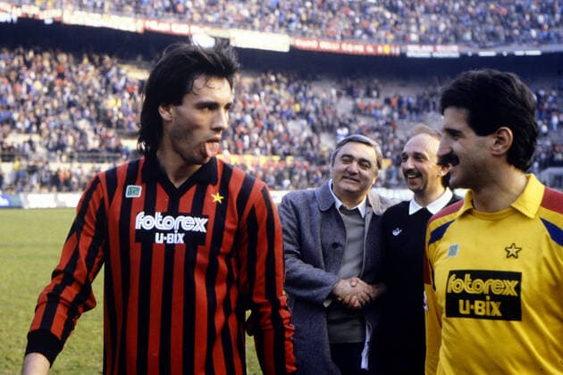 Archivbilder der Woche SPORT KW16 MARK HATELEY, GIULIANO TERRANEO CAMPIONATO SERIE A 1985-86 MILAN-UDINESE 2-0