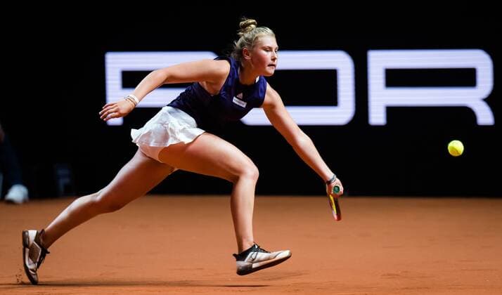Mandatory Credit: Photo by Rob Prange Shutterstock (11864525bw) Nastasja Schunk of Germany in action during her first round match of the 2021 Porsche Tennis Grand Prix WTA, Tennis Damen 500 tournament Porsche Tennis Grand Prix, Tennis, Stuttgart, Germany - 19 Apr 2021 Porsche Tennis Grand Prix, Tennis, Stuttgart, Germany - 19 Apr 2021  Copyright: xRobxPrange Shutterstockx 11864525bw
