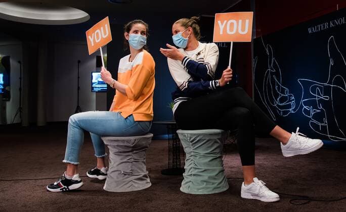 Mandatory Credit: Photo by Rob Prange Shutterstock (11864525dm) Julia Goerges of Germany & Karolina Pliskova of the Czech Republic ahead of the 2021 Porsche Tennis Grand Prix WTA, Tennis Damen 500 tournament Porsche Tennis Grand Prix, Tennis, Stuttgart, Germany - 19 Apr 2021 Porsche Tennis Grand Prix, Tennis, Stuttgart, Germany - 19 Apr 2021  Copyright: xRobxPrange Shutterstockx 11864525dm