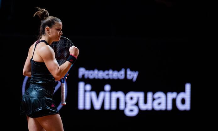 Mandatory Credit: Photo by Rob Prange Shutterstock (11864525ec) Maria Sakkari of Greece in action during her her first-round match at the 2021 Porsche Tennis Grand Prix WTA, Tennis Damen 500 tournament Porsche Tennis Grand Prix, Tennis, Stuttgart, Germany - 19 Apr 2021 Porsche Tennis Grand Prix, Tennis, Stuttgart, Germany - 19 Apr 2021  Copyright: xRobxPrange Shutterstockx 11864525ec