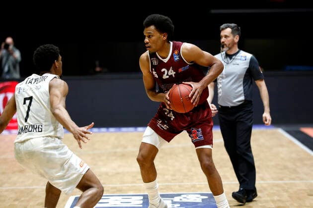 19 04 2021, easyCredit Basketball Bundesliga, BBL, season 2020 2021, men, Chemnitz Niners Hamburg Towers George King, Niners Chemnitz Chemnitz Fair Chemnitz Saxony Germany