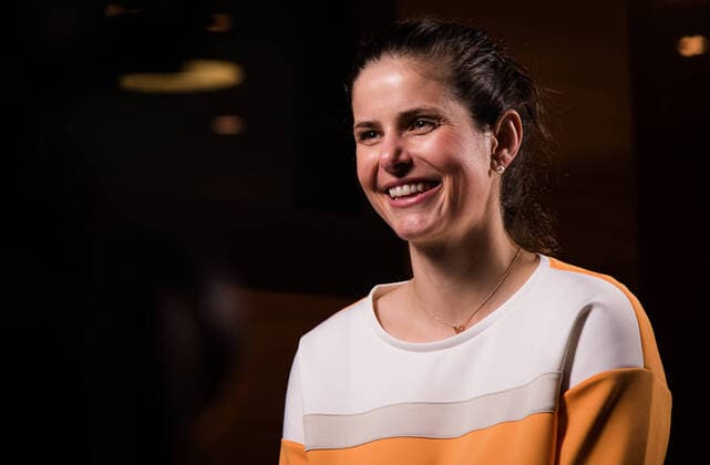 April 19, 2021, STUTTGART, GERMANY: Julia Goerges of Germany during an interview at the 2021 Porsche Tennis Grand Prix WTA, Tennis Damen 500 tournament STUTTGART GERMANY - ZUMAa181 20210419_zaa_a181_093 Copyright: xRobxPrangex
