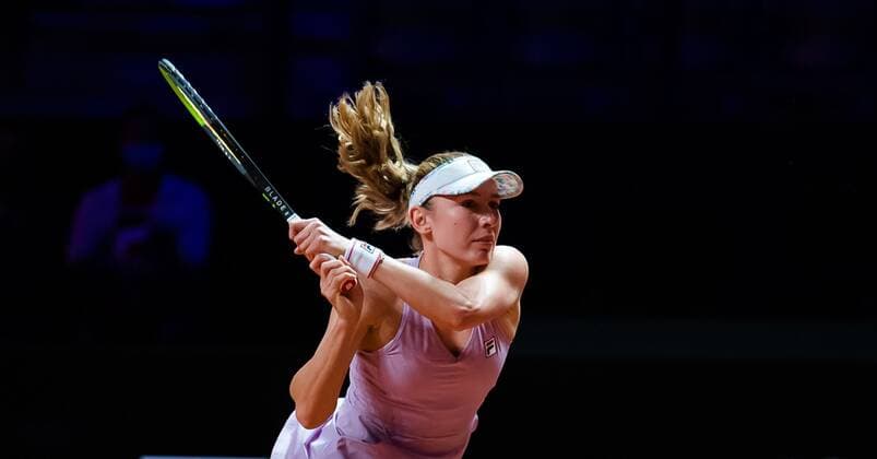Mandatory Credit: Photo by Rob Prange Shutterstock (11864527n) Ekaterina Alexandrova of Russia in action during her first-round match at the 2021 Porsche Tennis Grand Prix WTA, Tennis Damen 500 tournament Porsche Tennis Grand Prix, Tennis, Stuttgart, Germany - 20 Apr 2021 Porsche Tennis Grand Prix, Tennis, Stuttgart, Germany - 20 Apr 2021  Copyright: xRobxPrange Shutterstockx 11864527n