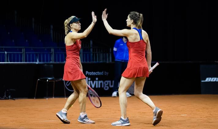 Mandatory Credit: Photo by Rob Prange Shutterstock (11864527ah) Angelique Kerber & Andrea Petkovic of Germany playing doubles at the 2021 Porsche Tennis Grand Prix WTA, Tennis Damen 500 tournament Porsche Tennis Grand Prix, Tennis, Stuttgart, Germany - 20 Apr 2021 Porsche Tennis Grand Prix, Tennis, Stuttgart, Germany - 20 Apr 2021  Copyright: xRobxPrange Shutterstockx 11864527ah
