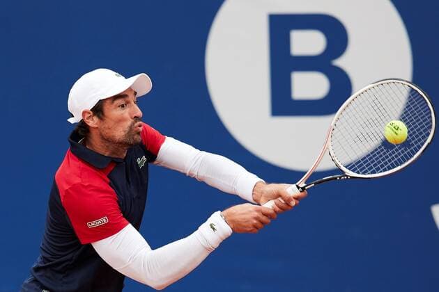 French tennis player Jeremy Chardy in action against Canadian Denis Shapovalov during the Barcelona Open Banc Sabadell - Conde de Godo tournament second round game in Barcelona, Catalonia, Spain, 20 April 2021. Barcelona Open Banc Sabadell - Conde de Godo !ACHTUNG: NUR REDAKTIONELLE NUTZUNG!  Copyright: xAlejandroxGarcíax GRAF8806 20210420-637545442694344866