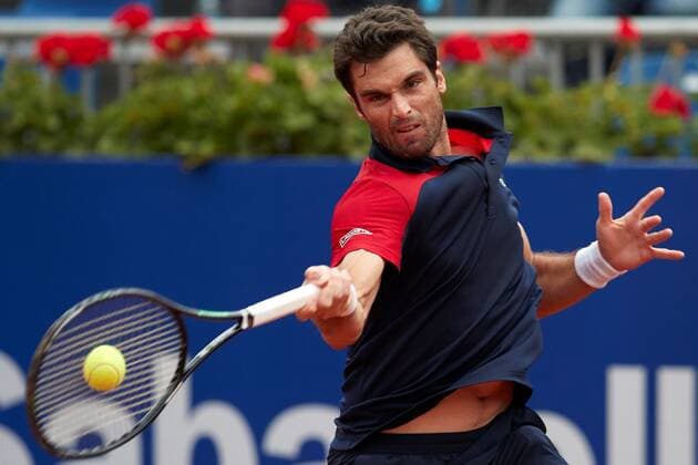 Spanish tennis player Pablo Andujar in action against Spanish Roberto Bautista during the Barcelona Open Banc Sabadell - Conde de Godo tournament second round game in Barcelona, Catalonia, Spain, 20 April 2021. Barcelona Open Banc Sabadell - Conde de Godo !ACHTUNG: NUR REDAKTIONELLE NUTZUNG!  Copyright: xAlejandroxGarcíax GRAF8825 20210420-637545451938361669