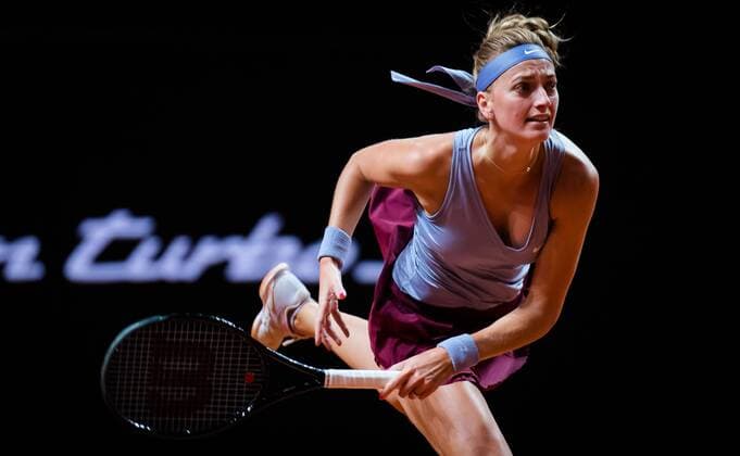 Mandatory Credit: Photo by Rob Prange Shutterstock (11864527cf) Petra Kvitova of the Czech Republic in action during the first-round at the 2021 Porsche Tennis Grand Prix WTA, Tennis Damen 500 tournament Porsche Tennis Grand Prix, Tennis, Stuttgart, Germany - 20 Apr 2021 Porsche Tennis Grand Prix, Tennis, Stuttgart, Germany - 20 Apr 2021  Copyright: xRobxPrange Shutterstockx 11864527cf