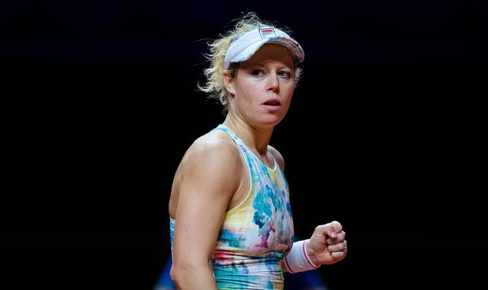 April 20, 2021, STUTTGART, GERMANY: Laura Siegemund of Germany in action during the first-round at the 2021 Porsche Tennis Grand Prix WTA, Tennis Damen 500 tournament against Mona Barthel of Germany STUTTGART GERMANY - ZUMAa181 20210420_zaa_a181_111 Copyright: xRobxPrangex