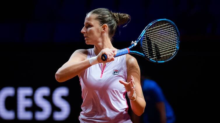 Mandatory Credit: Photo by Rob Prange Shutterstock (11864528m) Karolina Pliskova of the Czech Republic in action during her first-round match at the 2021 Porsche Tennis Grand Prix WTA, Tennis Damen 500 tournament Porsche Tennis Grand Prix, Tennis, Stuttgart, Germany - 21 Apr 2021 Porsche Tennis Grand Prix, Tennis, Stuttgart, Germany - 21 Apr 2021  Copyright: xRobxPrange Shutterstockx 11864528m