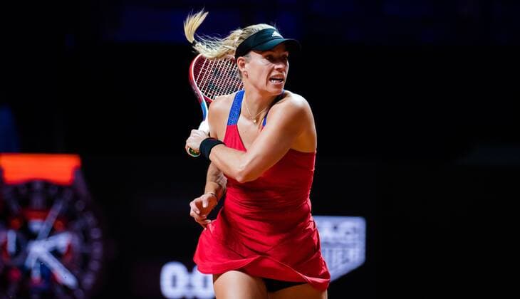 Mandatory Credit: Photo by Rob Prange Shutterstock (11864528aq) Angelique Kerber of Germany in action during her first-round match at the 2021 Porsche Tennis Grand Prix WTA, Tennis Damen 500 tournament Porsche Tennis Grand Prix, Tennis, Stuttgart, Germany - 21 Apr 2021 Porsche Tennis Grand Prix, Tennis, Stuttgart, Germany - 21 Apr 2021  Copyright: xRobxPrange Shutterstockx 11864528aq