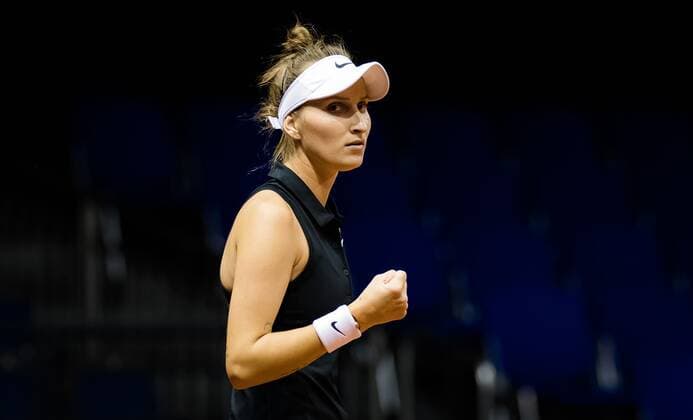 Mandatory Credit: Photo by Rob Prange Shutterstock (11864528bk) Marketa Vondrousova of the Czech Republic in action during her first-round match at the 2021 Porsche Tennis Grand Prix WTA, Tennis Damen 500 tournament Porsche Tennis Grand Prix, Tennis, Stuttgart, Germany - 21 Apr 2021 Porsche Tennis Grand Prix, Tennis, Stuttgart, Germany - 21 Apr 2021  Copyright: xRobxPrange Shutterstockx 11864528bk